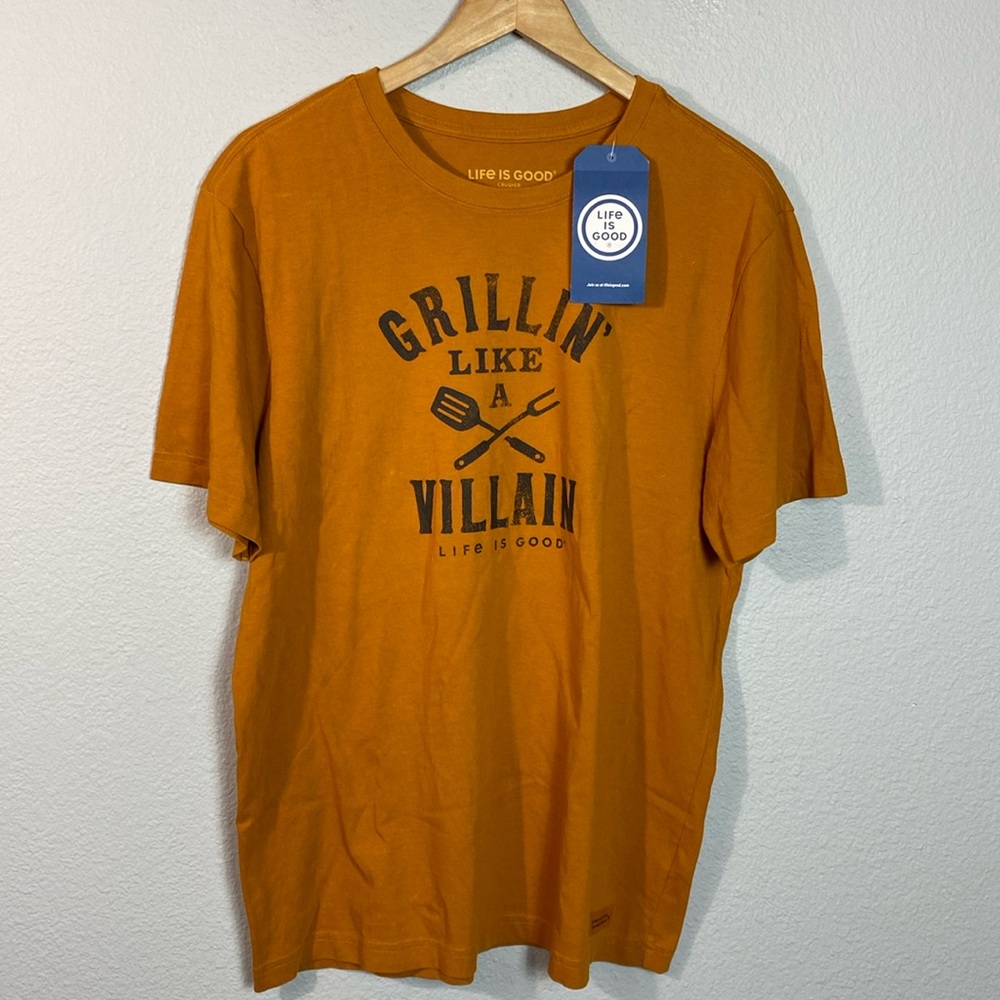 NWT Life‎ is Good Men's Grilling Like a Villian Crusher T-Shirt